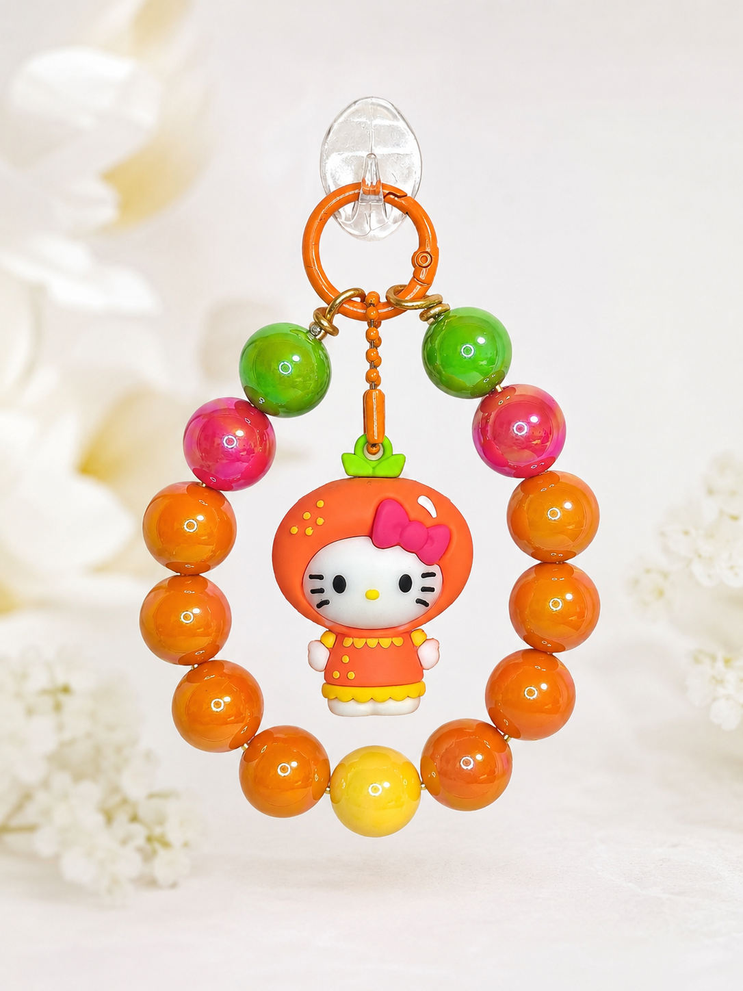 Hello Kitty Orange Blossom Charm – Handgefertigter Kawaii Schlüsselanhänger