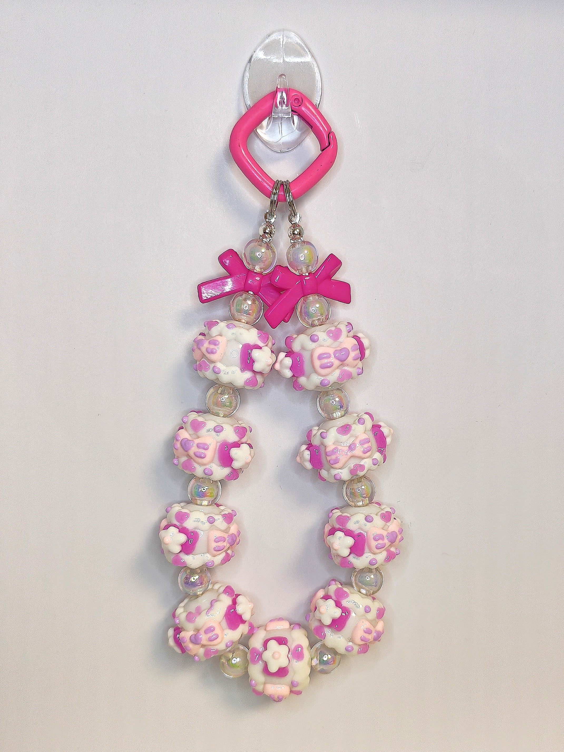 Pink Love Bead Charm – Handgefertigter Kawaii Schlüsselanhänger