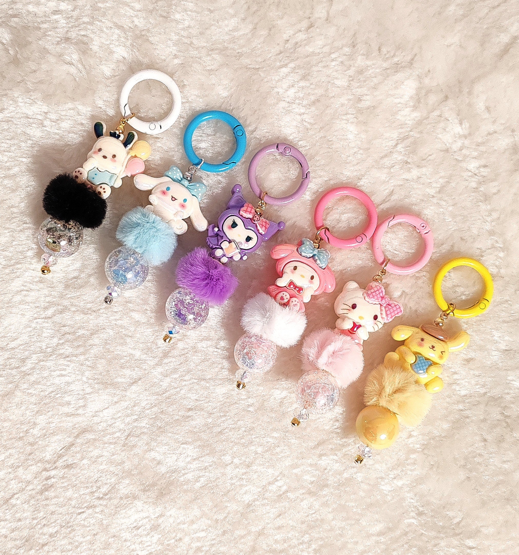 🎀 Kawaii Schlüsselanhänger mit Pompon - Cinnamoroll 🩵