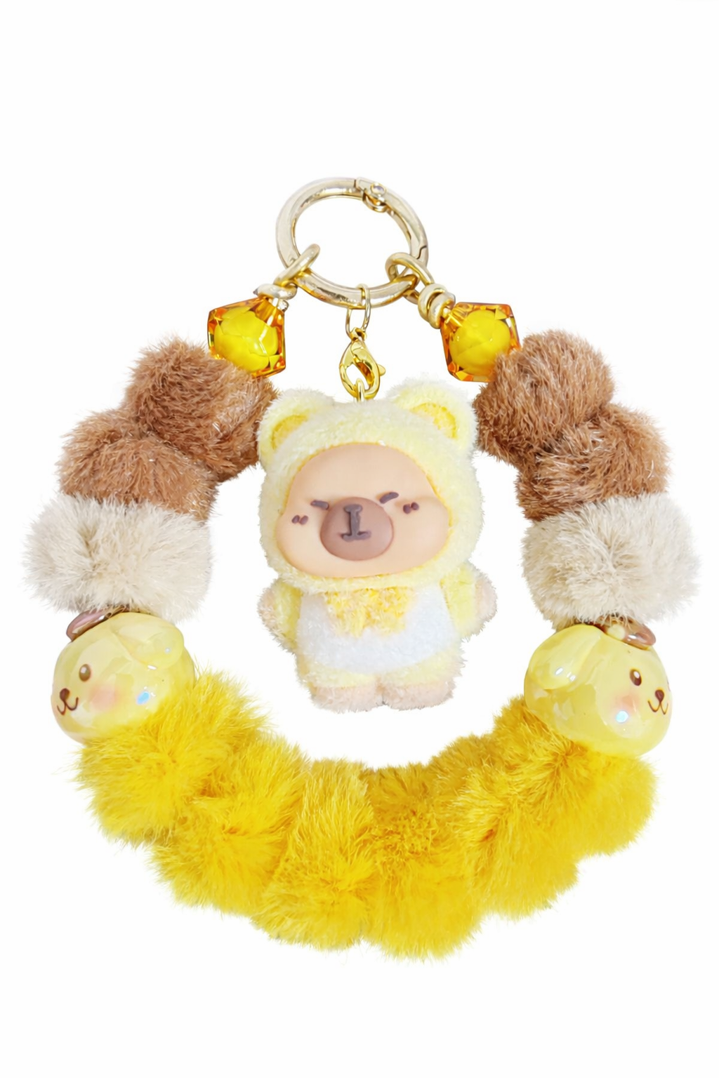 Sunny Capybara Charm – Handgefertigter Taschen- & Schlüsselanhänger
