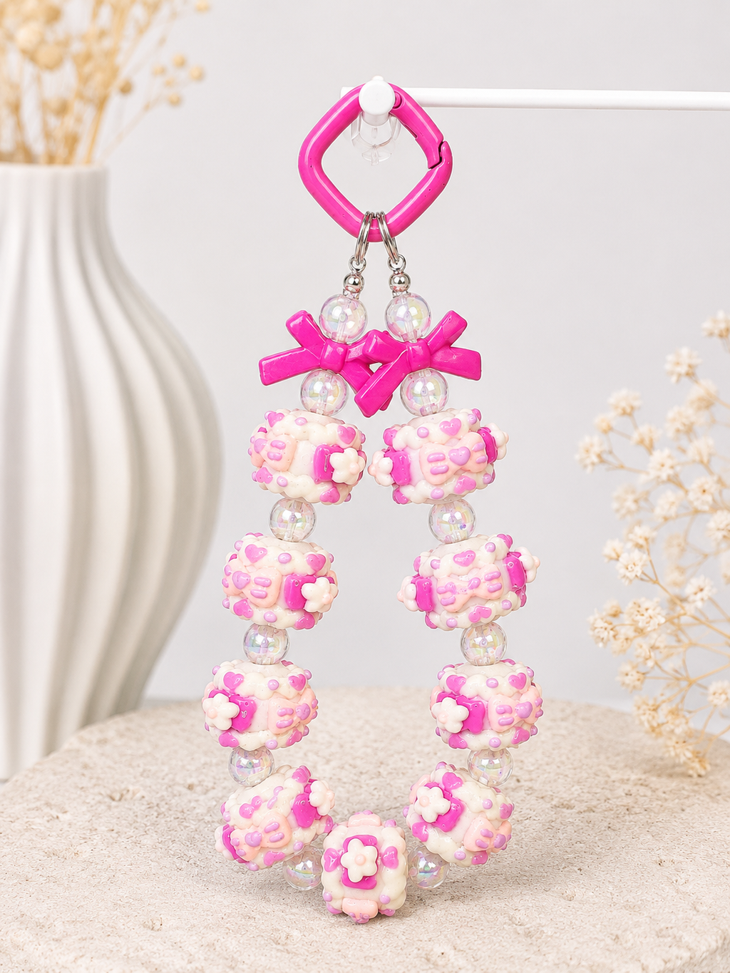 Pink Love Bead Charm – Handgefertigter Kawaii Schlüsselanhänger
