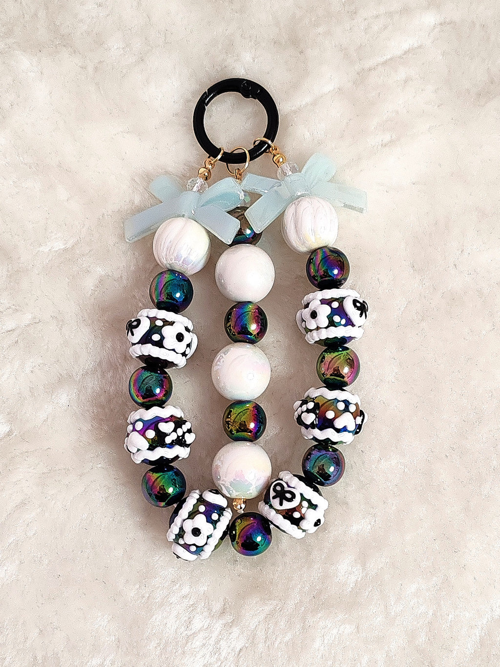 Handmade Perlen-Charm Anhänger – Midnight Pearl Edition