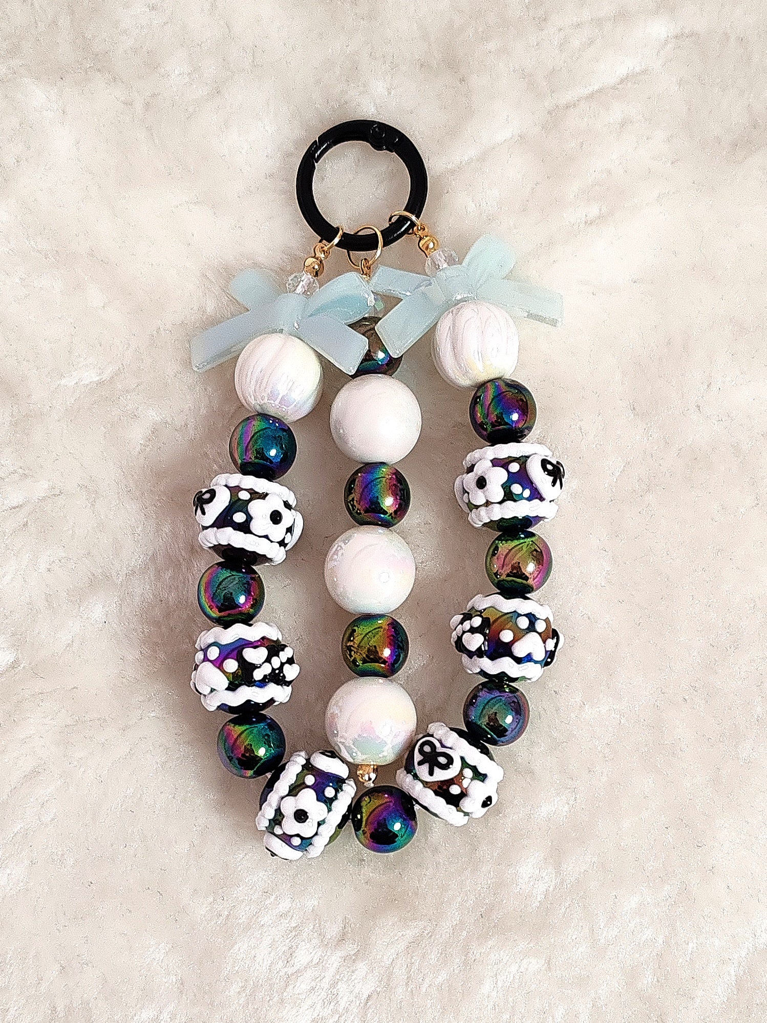 Handmade Perlen-Charm Anhänger – Midnight Pearl Edition