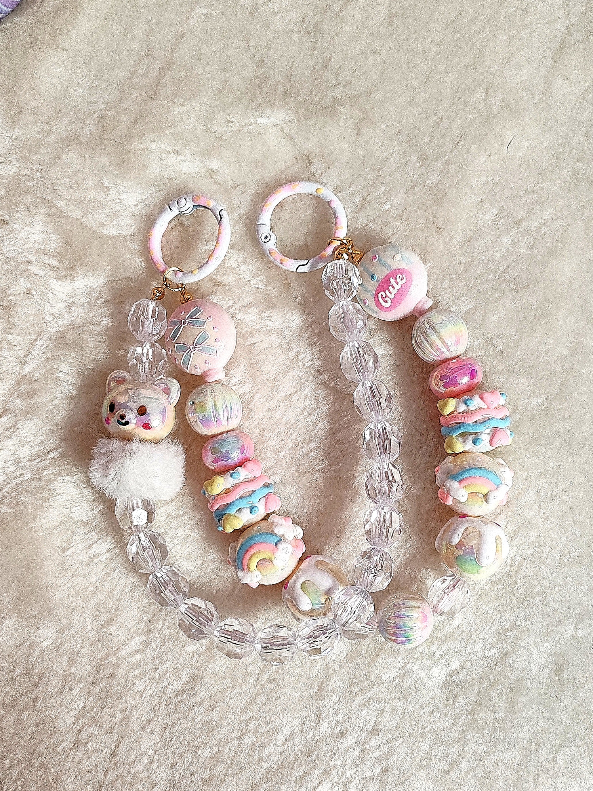 Candy Dream Bear Charm – Handgefertigter Kawaii Schlüsselanhänger