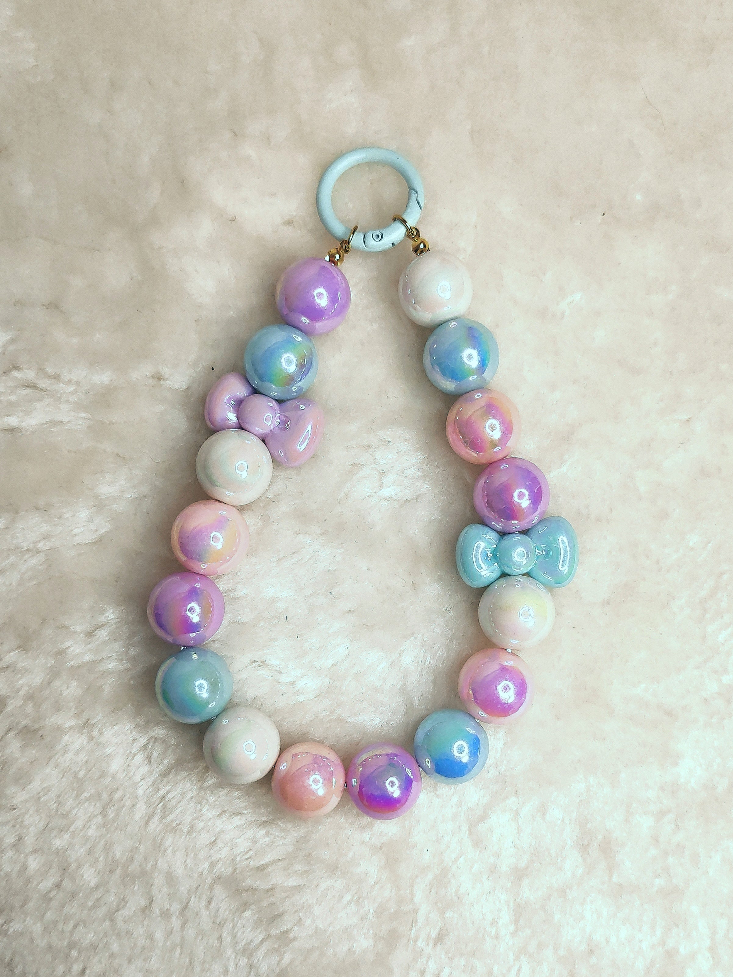 Pastell Perlen-Charm Schlüsselanhänger – Handgefertigtes Kawaii Unikat