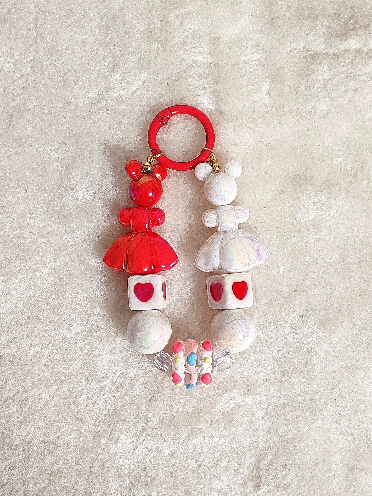 Sweet Hearts Duo Charm – Handgefertigter Taschen- & Schlüsselanhänger