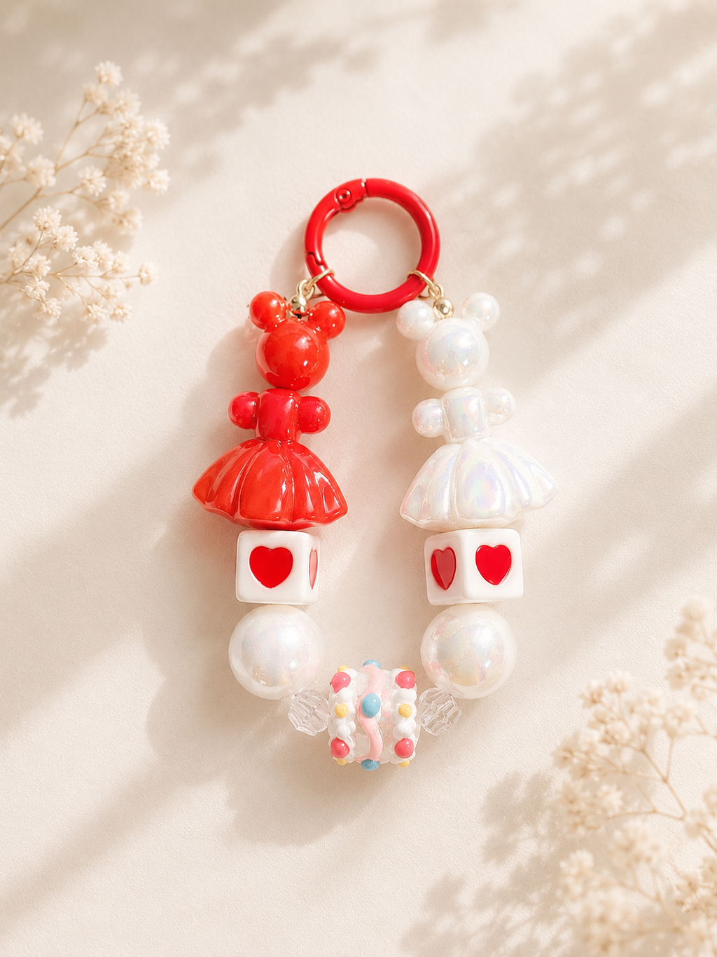Sweet Hearts Duo Charm – Handgefertigter Taschen- & Schlüsselanhänger