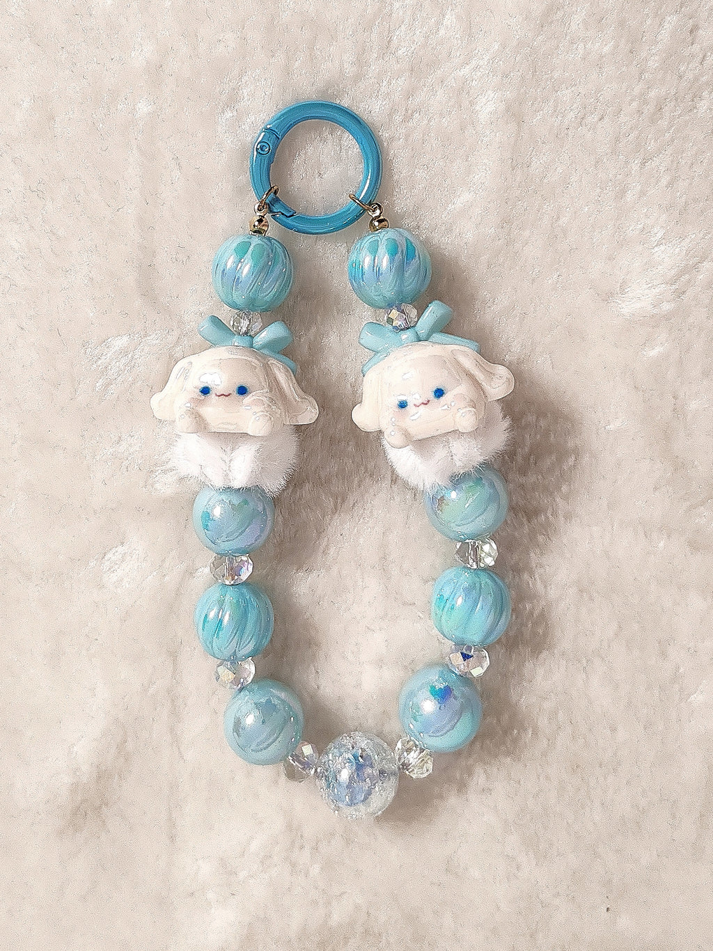 Cinnamoroll Perlenanhänger – Flauschiger Kawaii Schlüsselanhänger