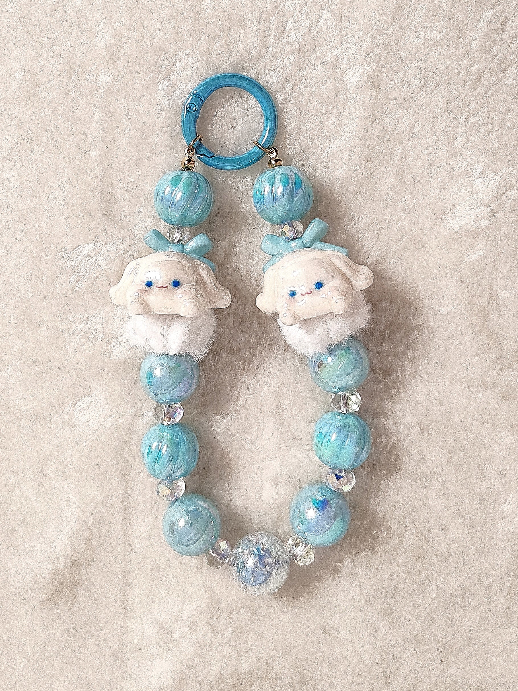 Cinnamoroll Perlenanhänger – Flauschiger Kawaii Schlüsselanhänger