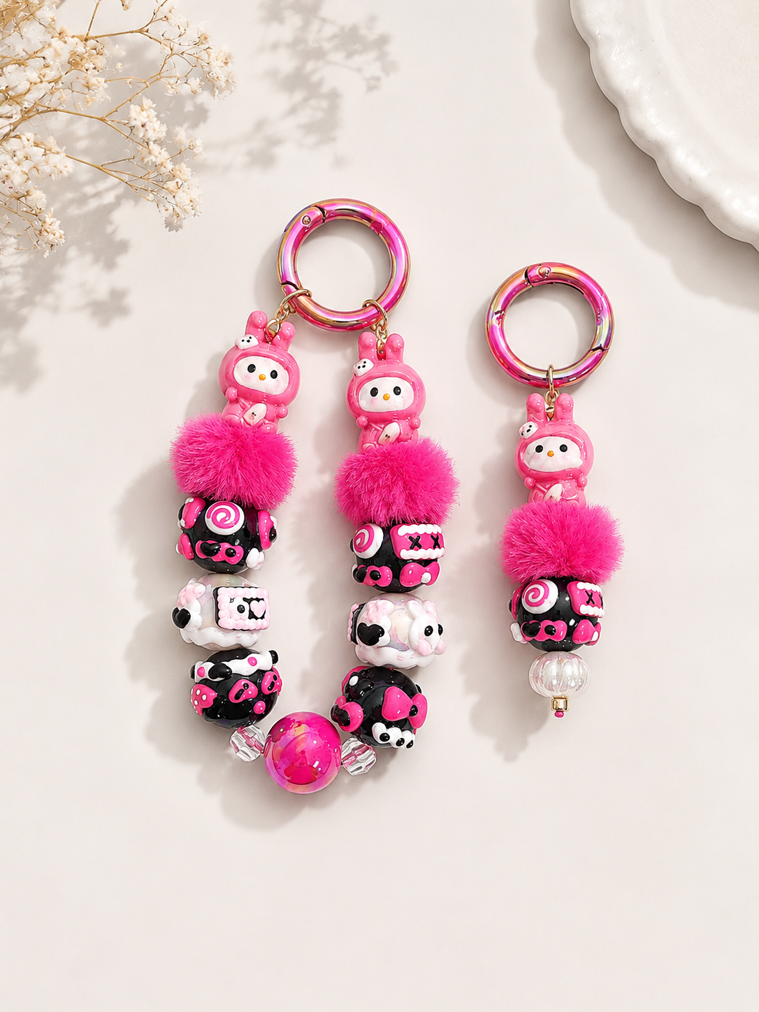 Kawaii Charm Set – Handmade Taschen- & Schlüsselanhänger