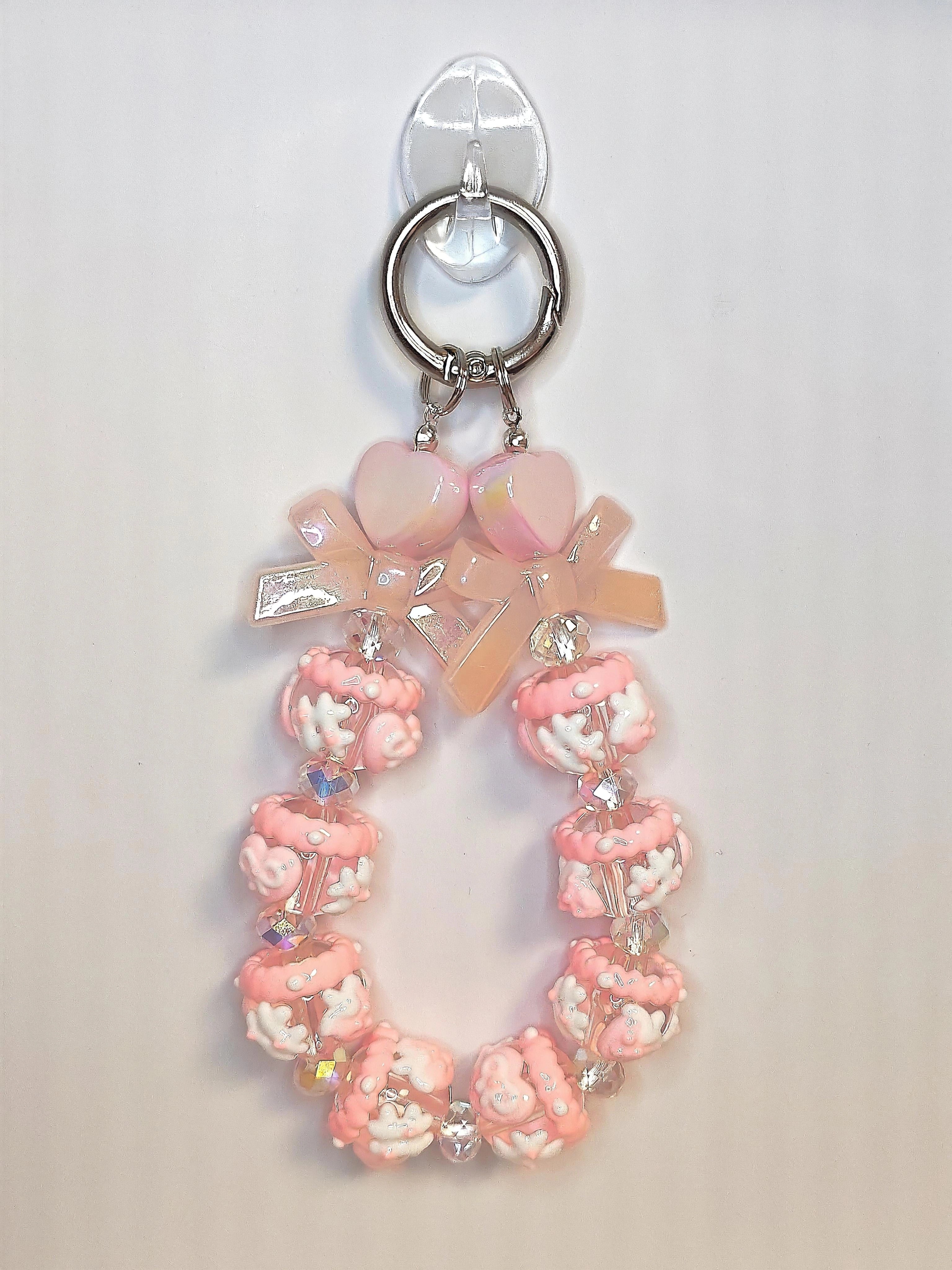 Rosy Bow Charm – Handgefertigter Kawaii Schlüsselanhänger