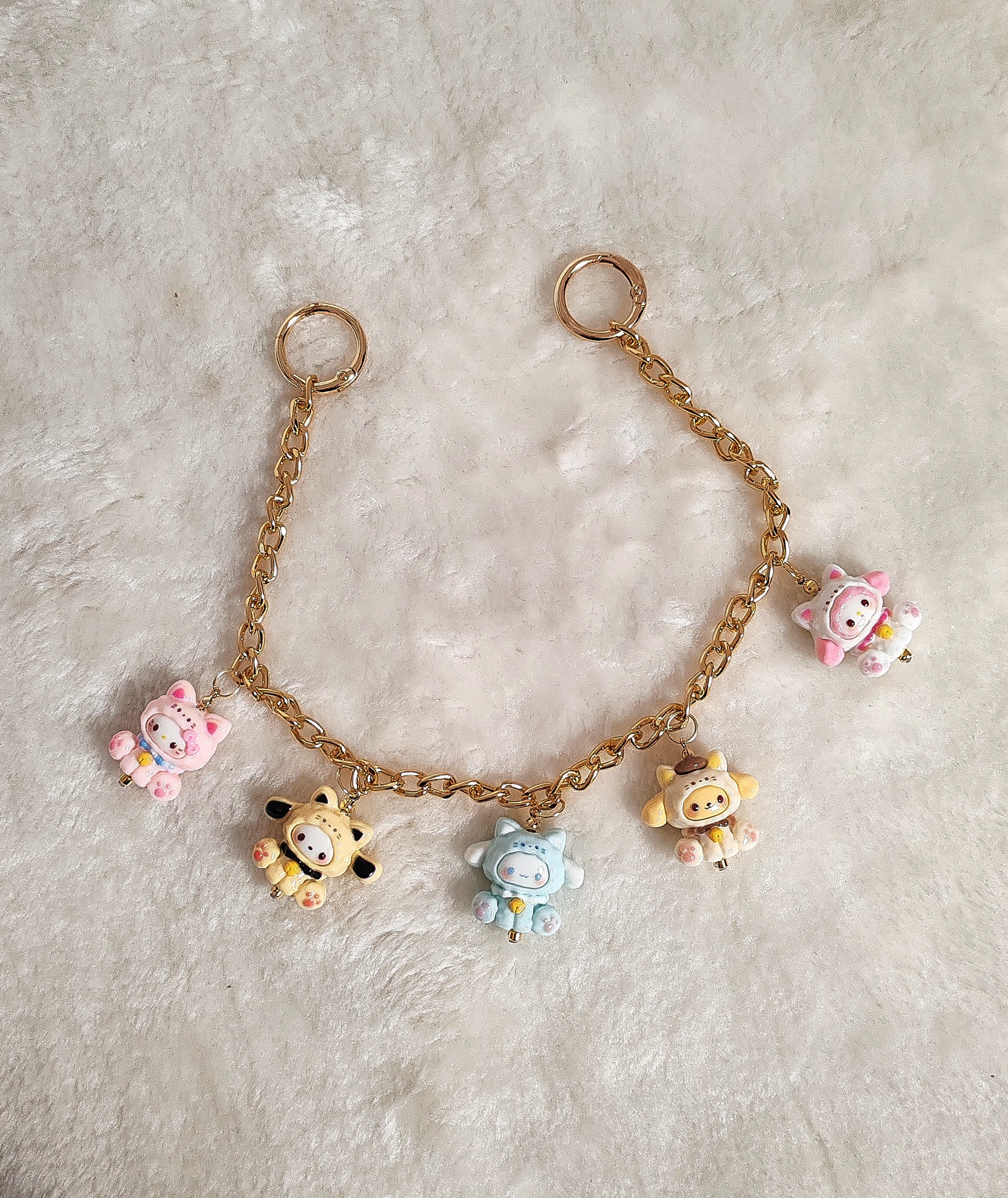 Kawaii Friends Charm Chain – Handgefertigter Taschen- & Schlüsselanhänger
