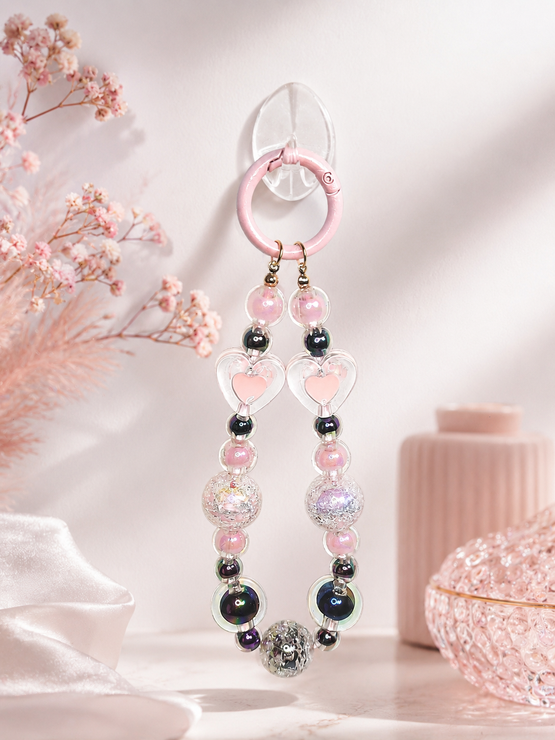 Heart Glow Schlüsselanhänger – Handmade Perlen Charm
