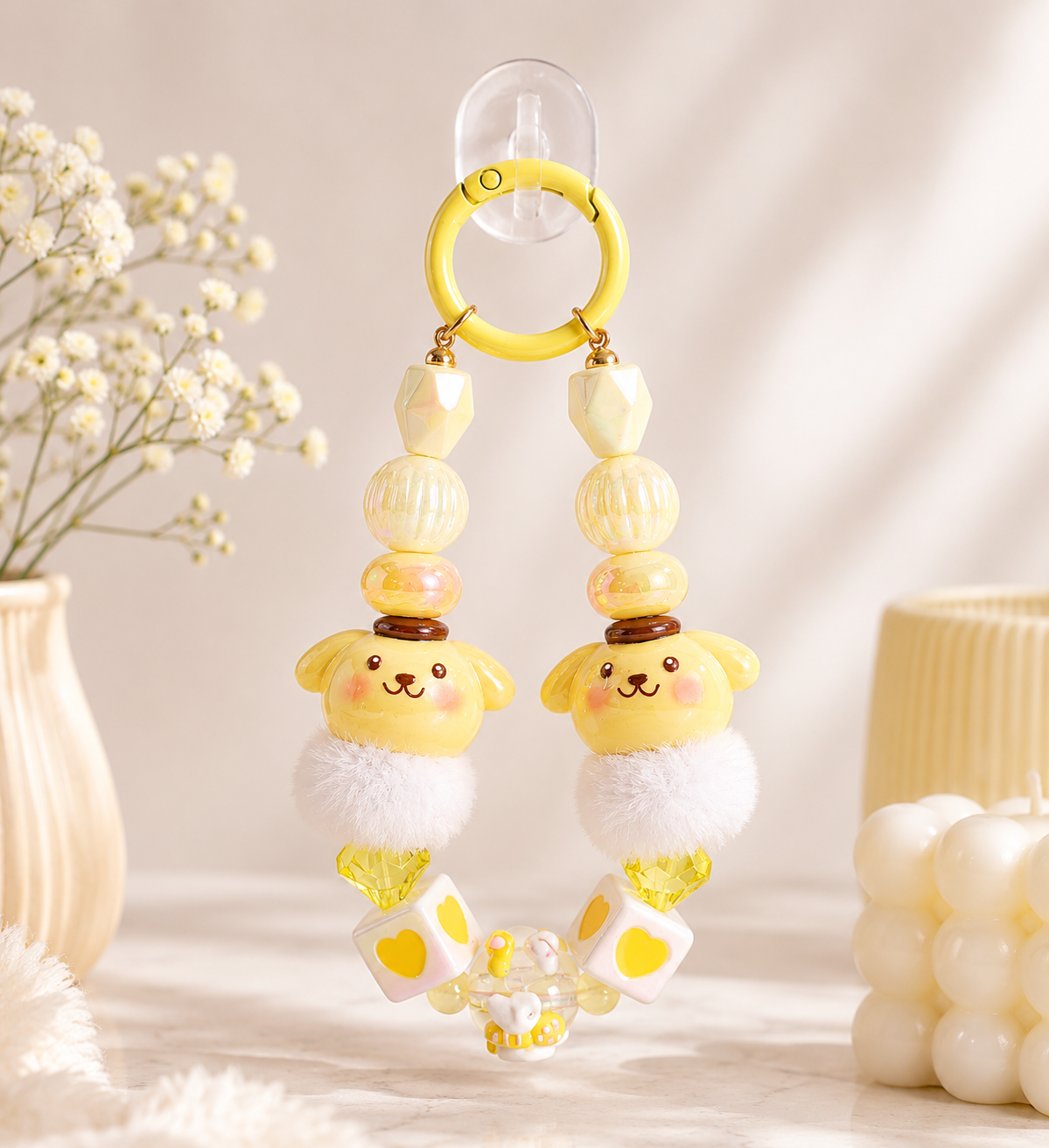 Sunny Puppy Charm – Handgefertigter Kawaii Schlüsselanhänger