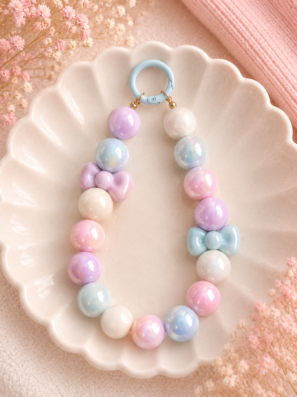 Pastell Perlen-Charm Schlüsselanhänger – Handgefertigtes Kawaii Unikat