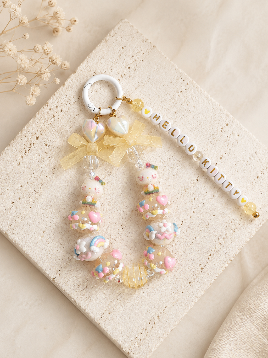 Sunshine Kitty Charm – Handgefertigter Taschen- & Schlüsselanhänger