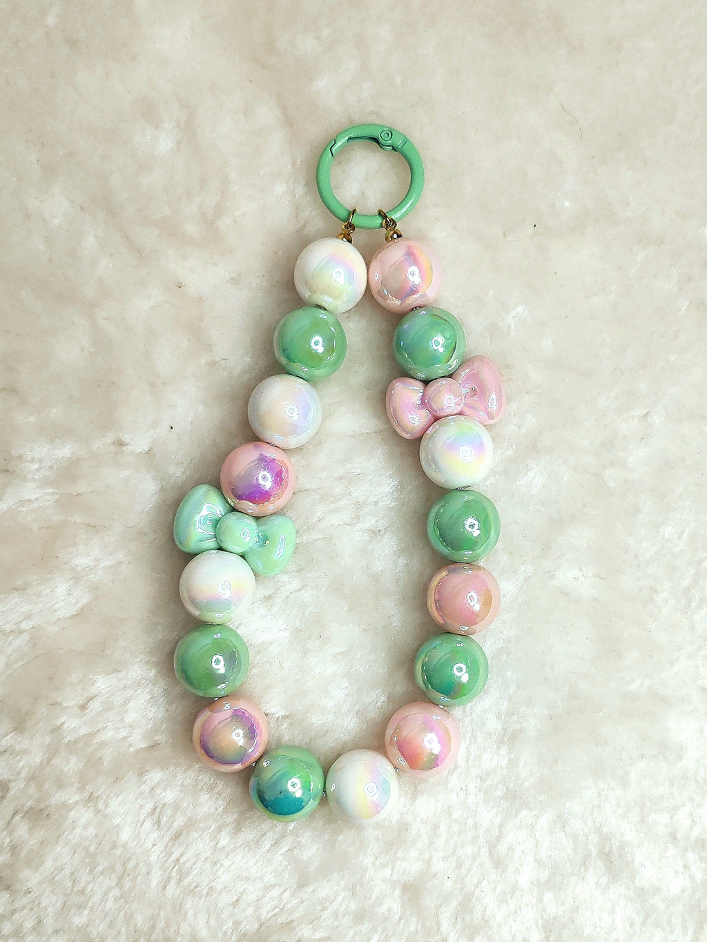 Pastell Perlen-Charm Schlüsselanhänger – Handgefertigtes Kawaii Unikat